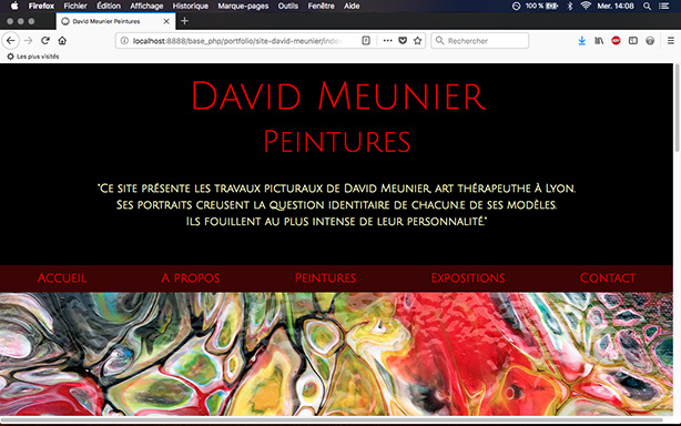 Page en HTML-CSS sur David Meunier, art thérapeuthe avec Bootstrap