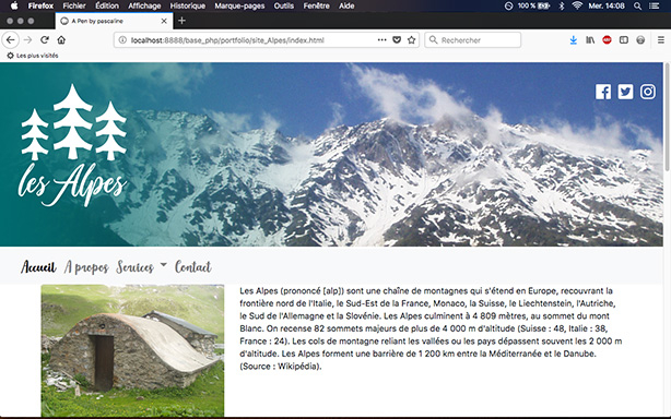 Page en HTML-CSS sur les Alpes avec Bootstrap