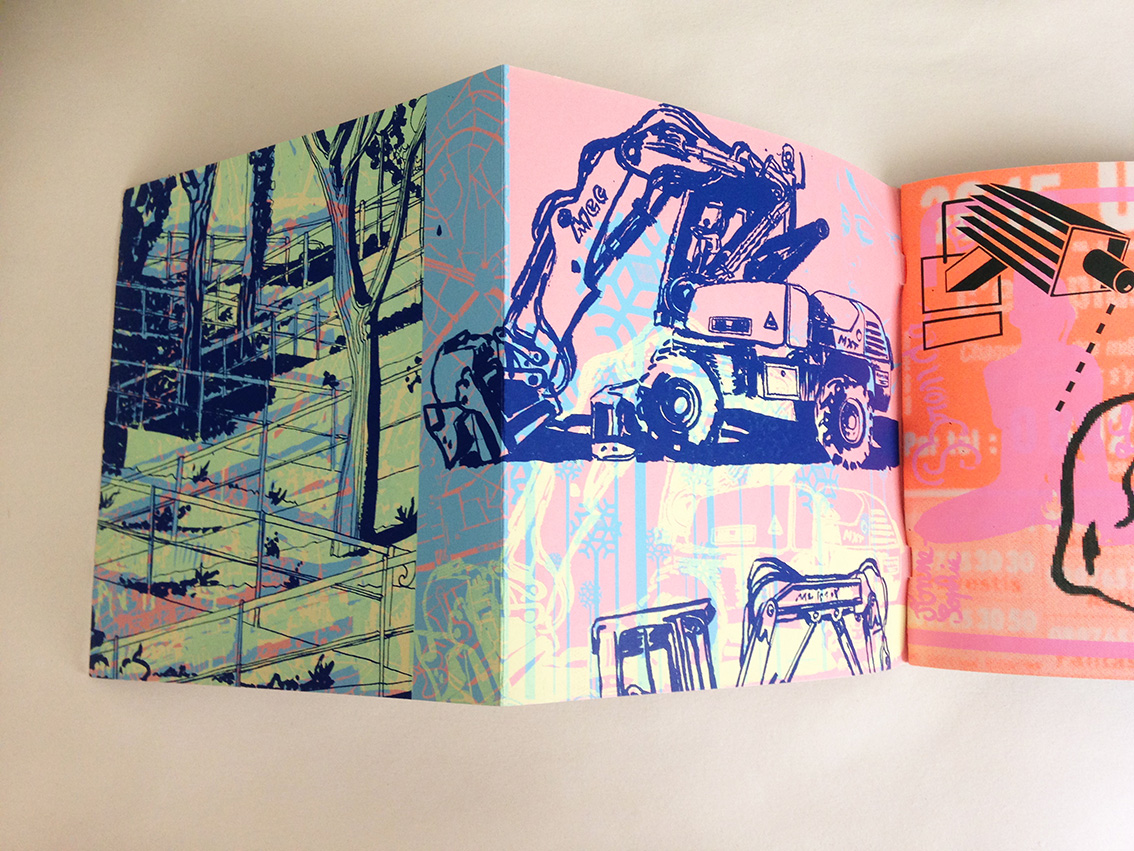 Rendu photo d'une page du livre sérigraphié