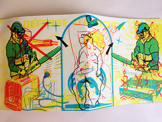 Rendu photo d'une page du livre sérigraphié