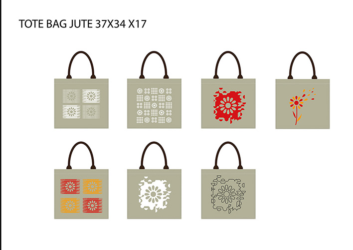 Maquette réalisée avec Illustrator pour le motif d'un sac isotherme