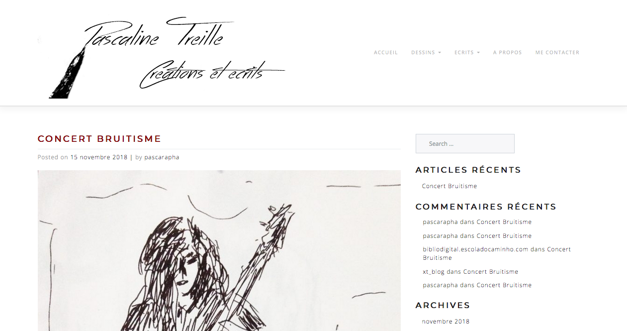 Site Internet pour Pascaline Treille, écrits et dessins